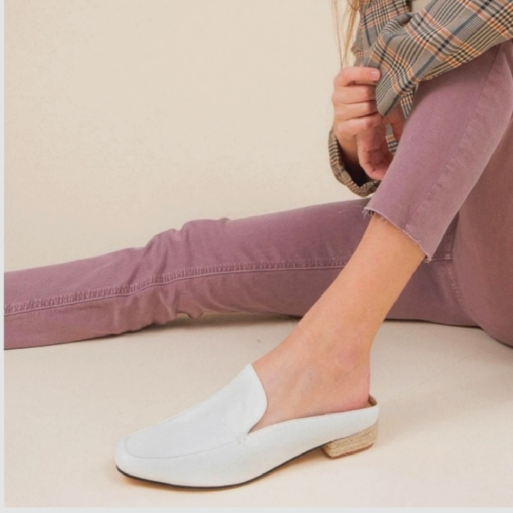 Mi.iM the Fluer white leather mule slip on business loafers size 7 - Picture 5 of 7